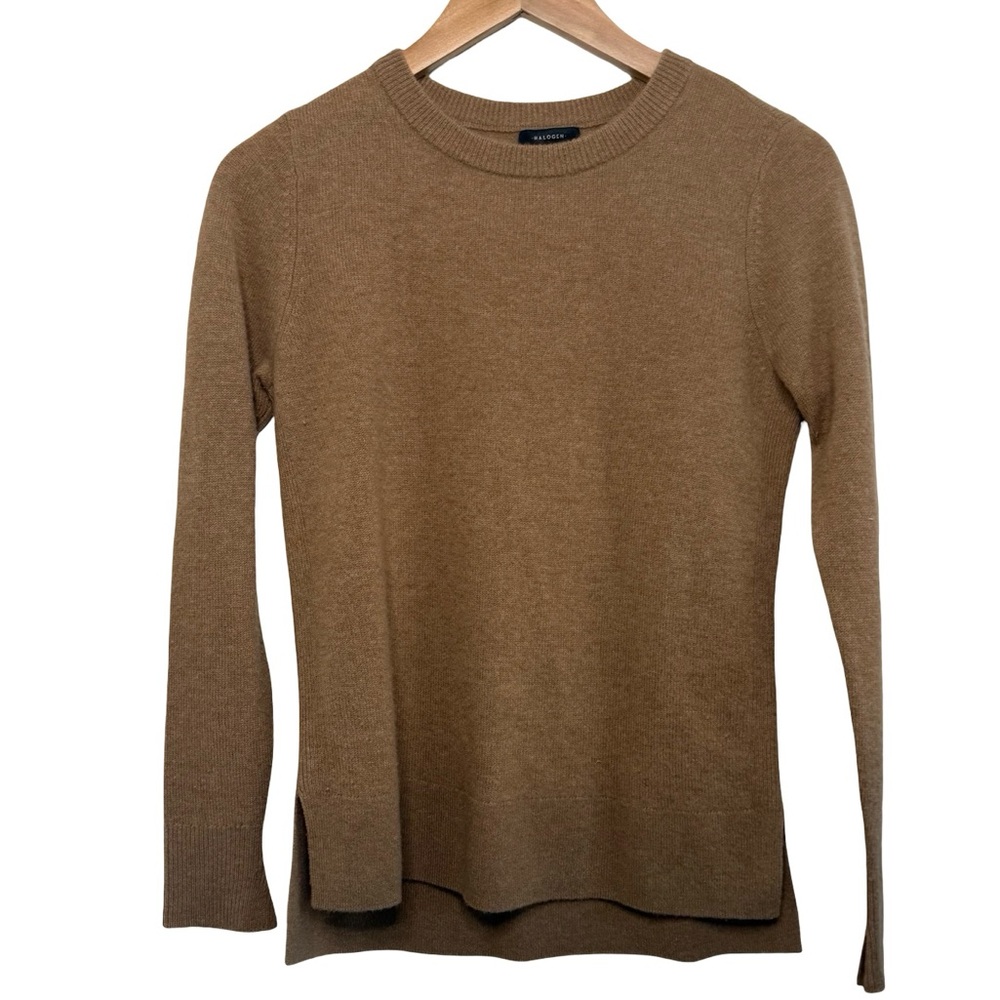 Halogen Cashmere Tan Crew Neck Sweater XS